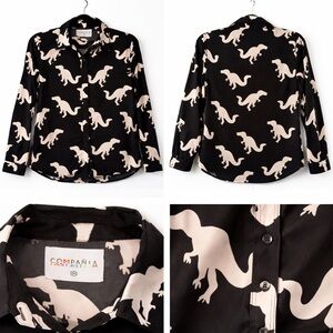 🦖 Compañía Fantástica Dinosaur Print Button-Up Blouse – Size Medium